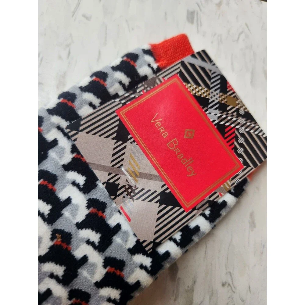 Vera Bradley Women's Crew Socks Dog Red Grey and Black Brand New. 1 Pair Cute